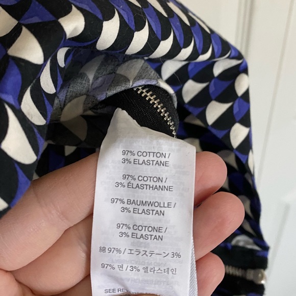 J. CREW purple black white scalloped print long sleeve dress with side zippers - Picture 6 of 7